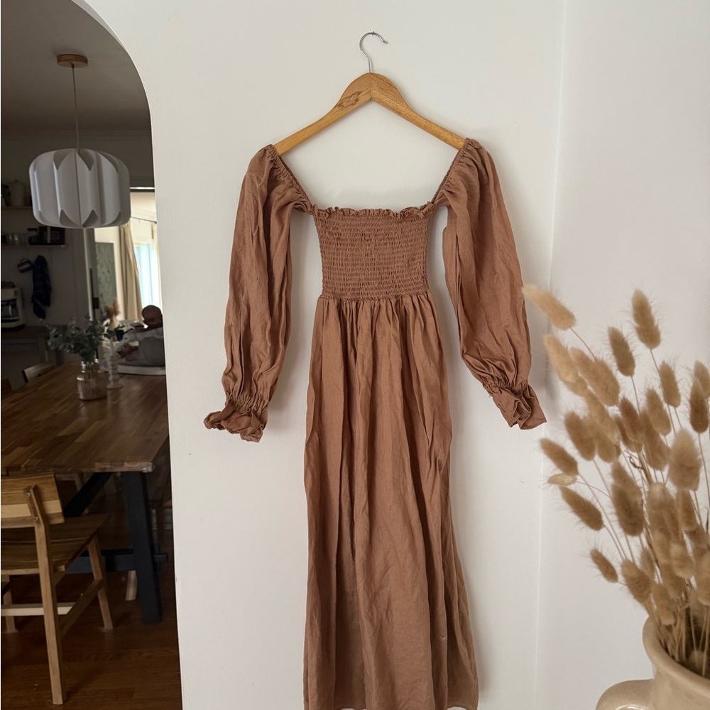 Petal & Pup Gabriela Brown Smocked Ruffled Sundress